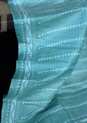 Pure Tussar Silk Kantha Stitch -  Mint