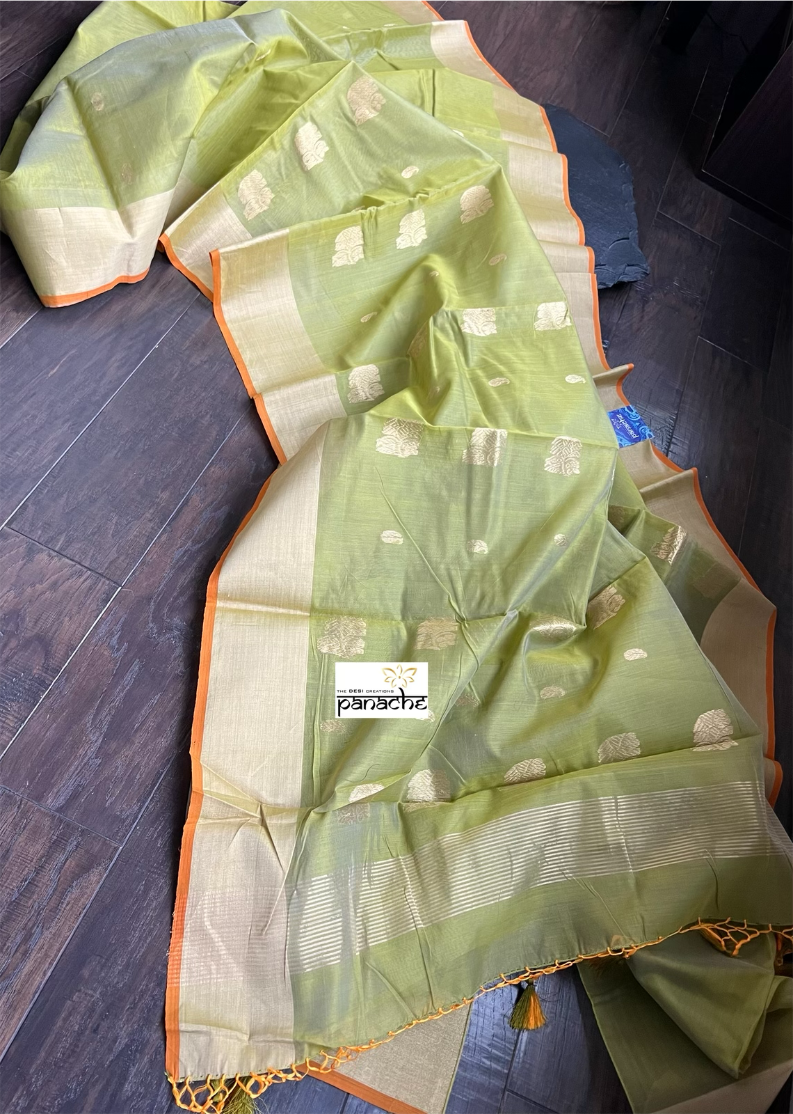 Chanderi Silk Cotton - Pista Green Woven