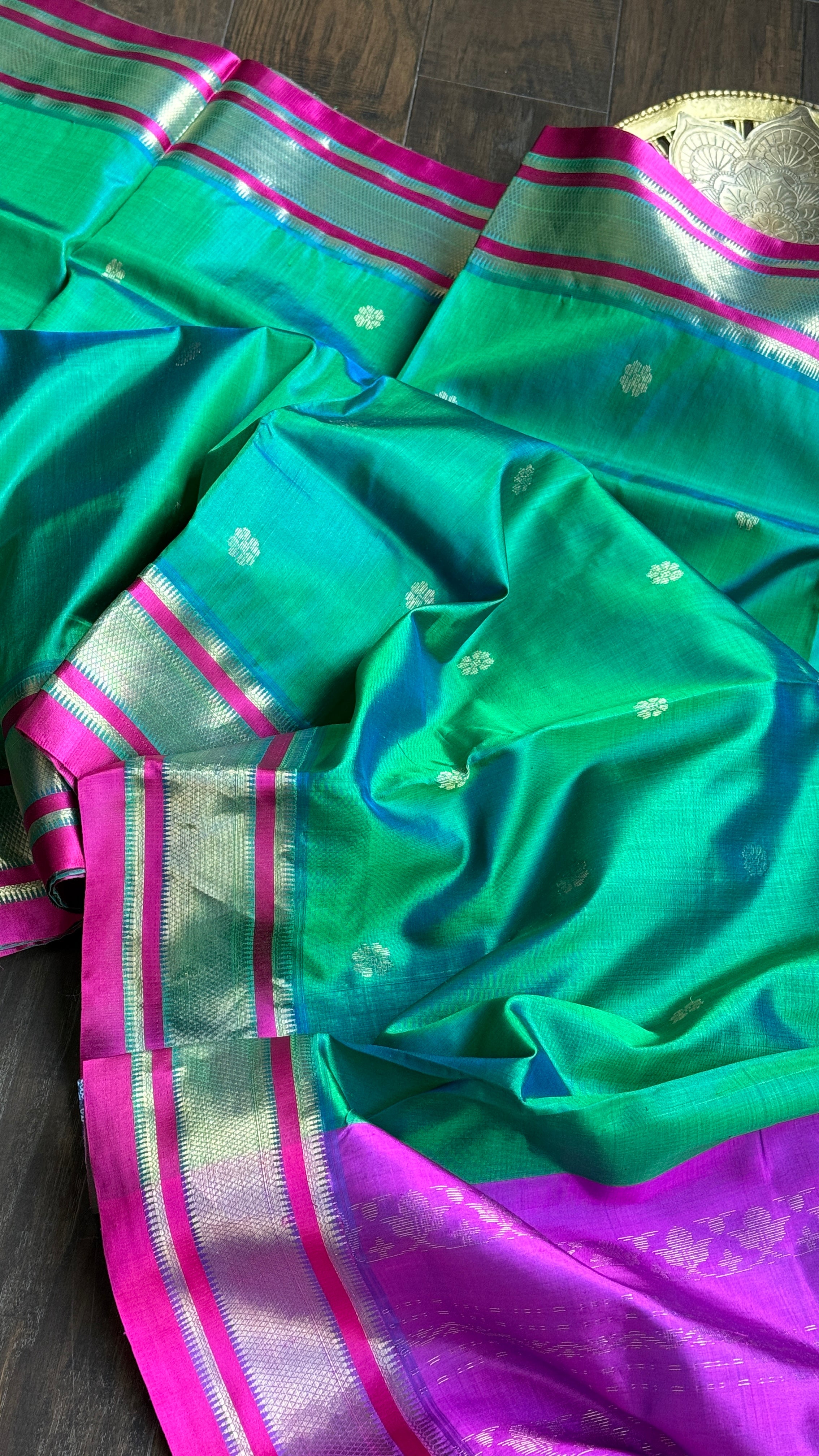 Pure Garad Silk- Sea Green Purple