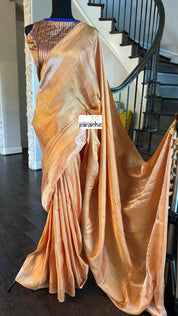 Tissue Katan Silk Banarasi - Metallic Tangerine