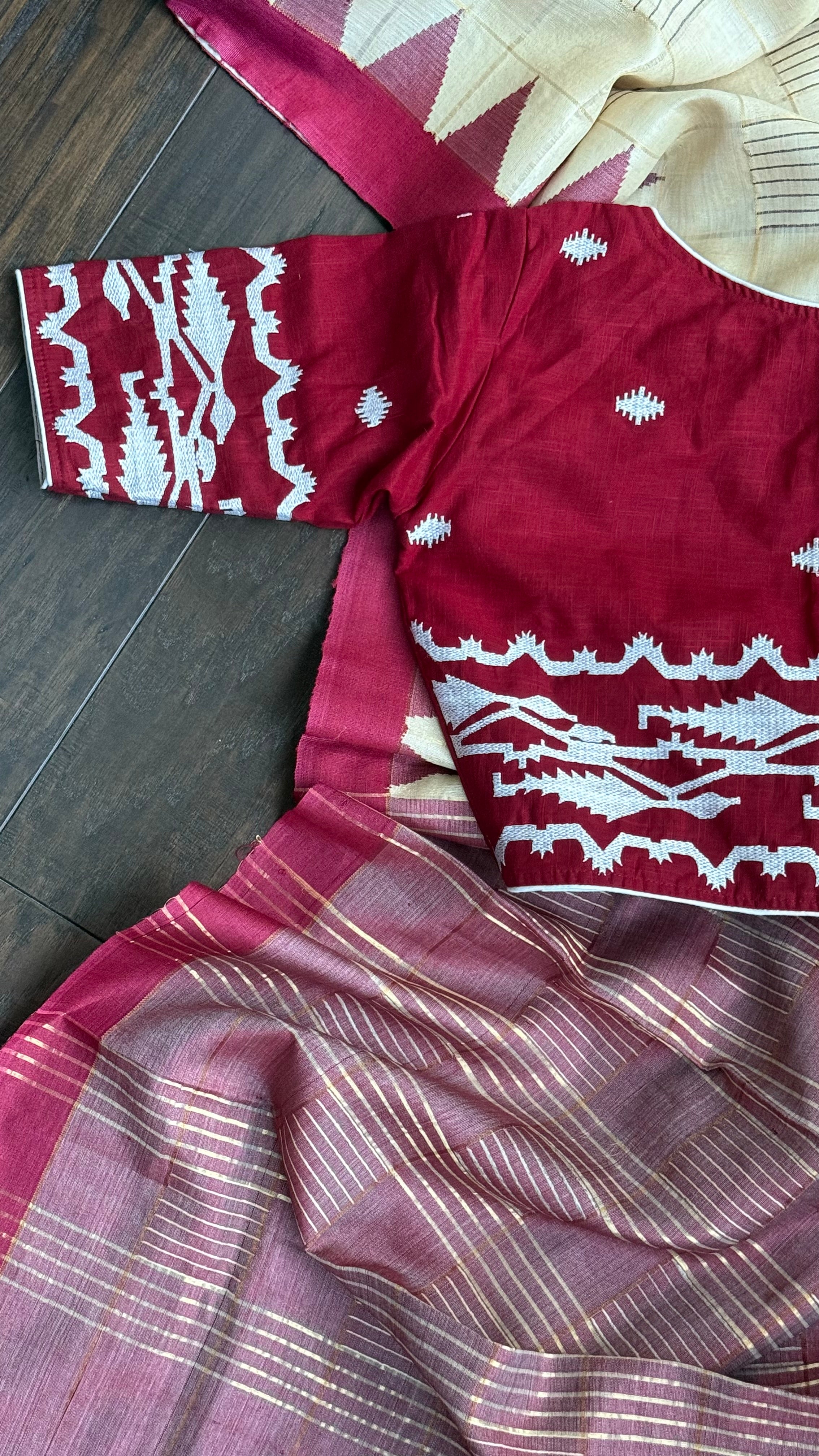 Designer Blouse - Maroon Jamdaani Woven