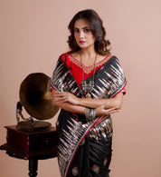 Exclusive Pure Katan Silk Kadhua Banarasi - Black Silver Zari