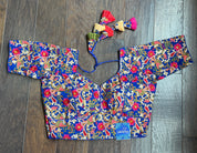 Designer Blouse - Blue Multicolor Embroidered