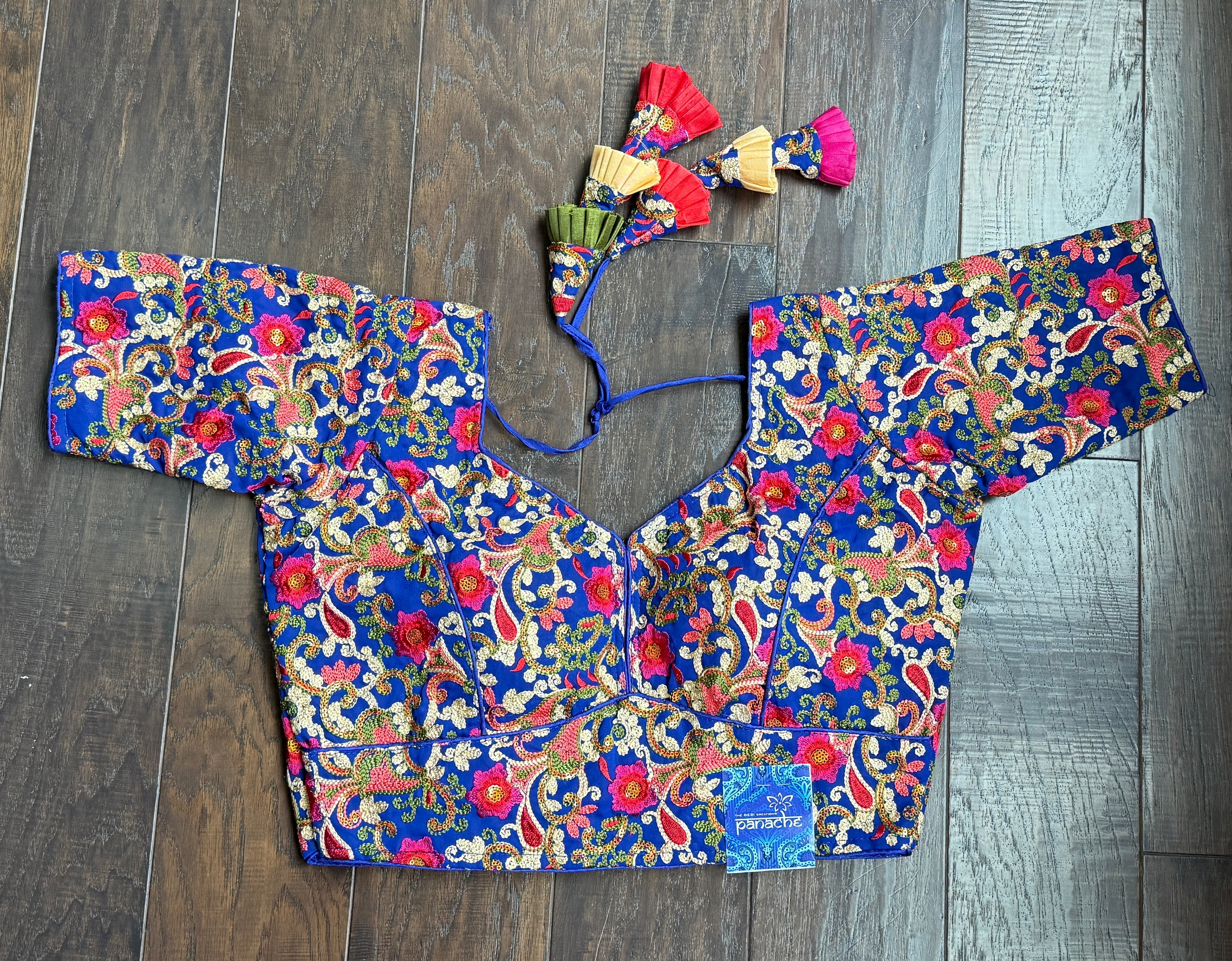 Designer Blouse - Blue Multicolor Embroidered
