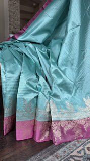 Katan Silk Banarasi - Light Blue Purple