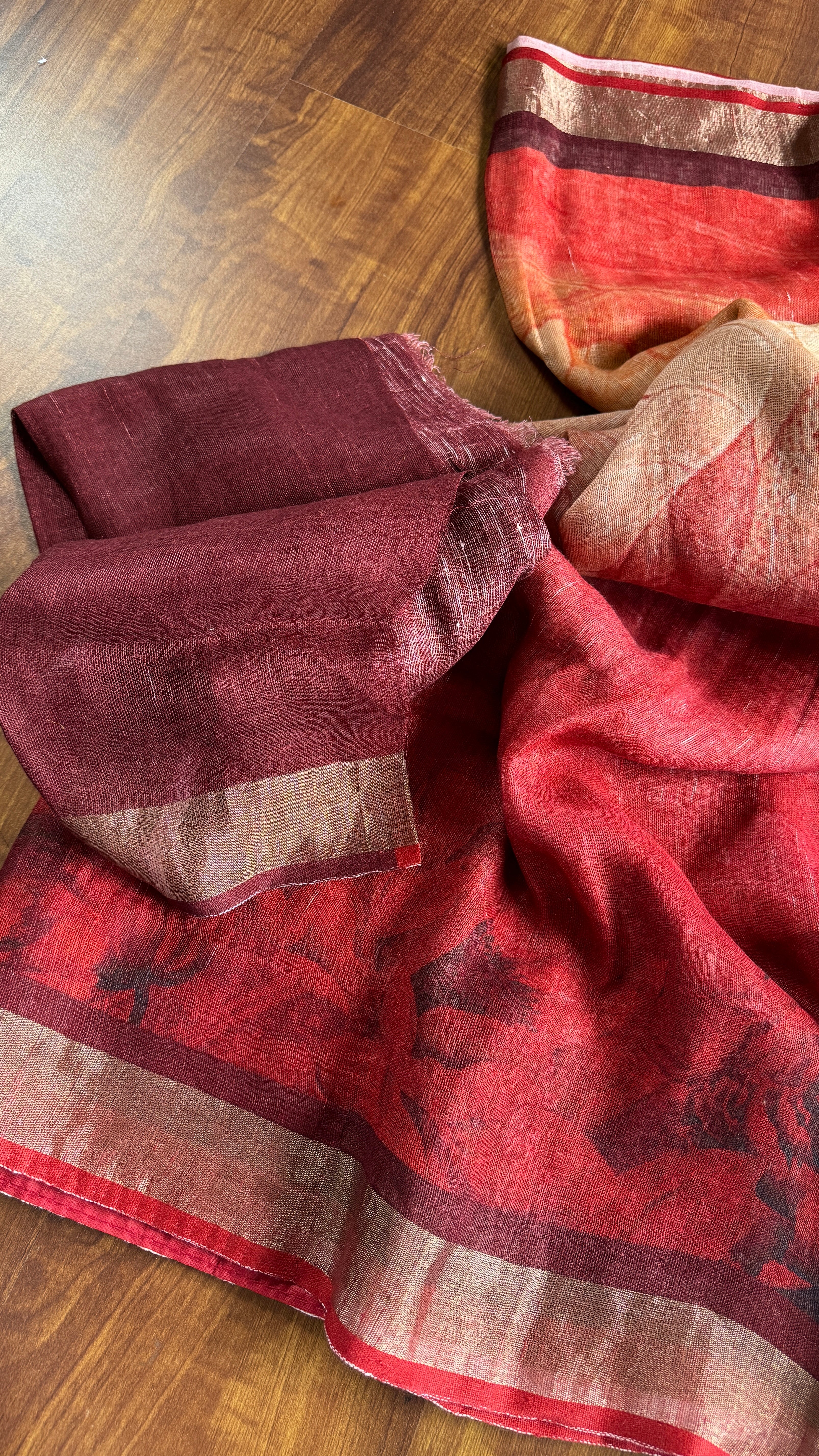 Linen Digital Print - Wine Red Black Abstract