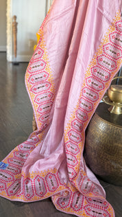 Soft Silk Kathiyawadi Embroidered - Blush Pink