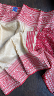 Pure Gachi Tussar Silk - Cream Red