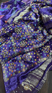 Designer Modal Silk Sequin - Purple Multi Color
