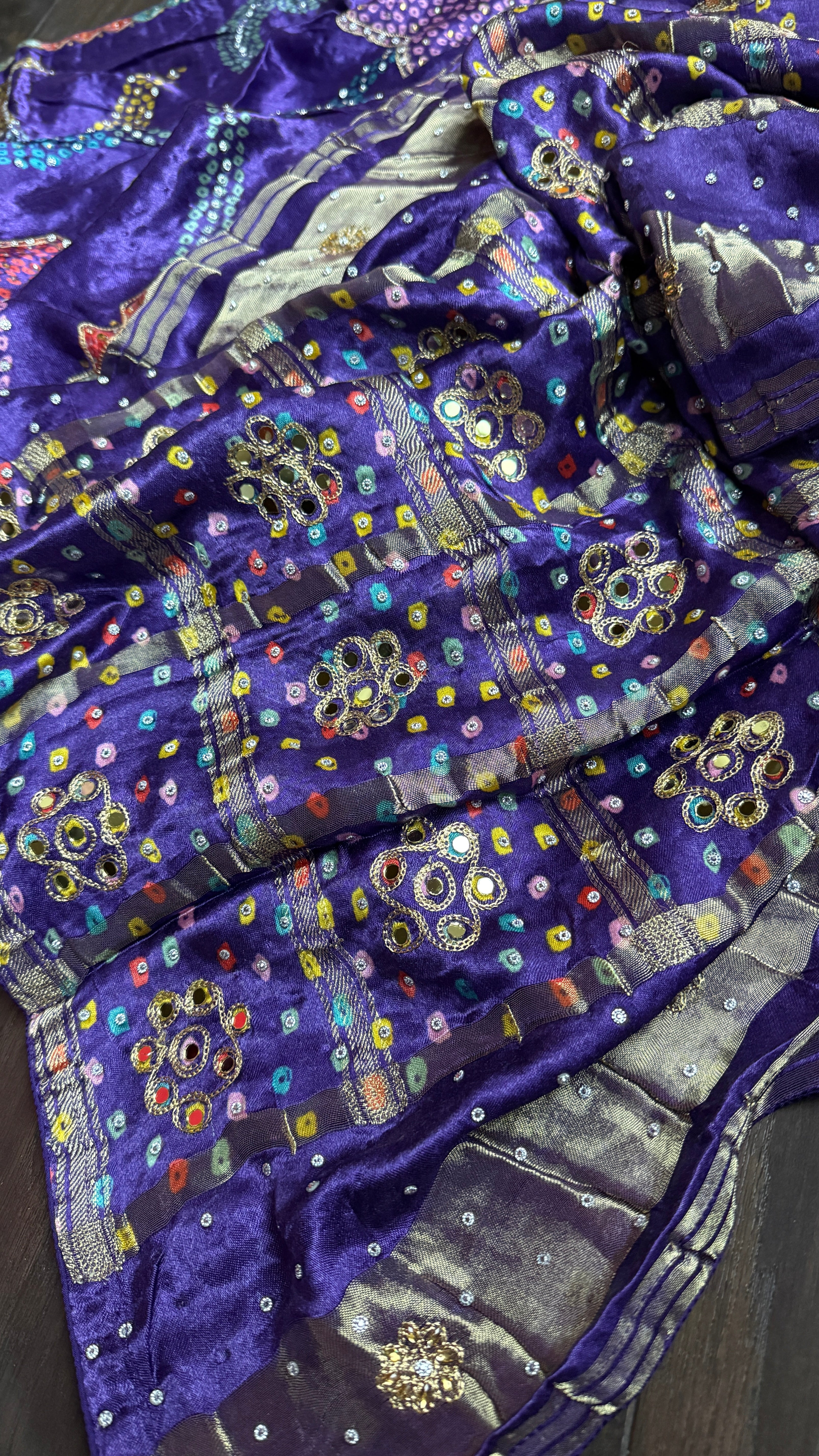 Designer Modal Silk Sequin - Purple Multi Color