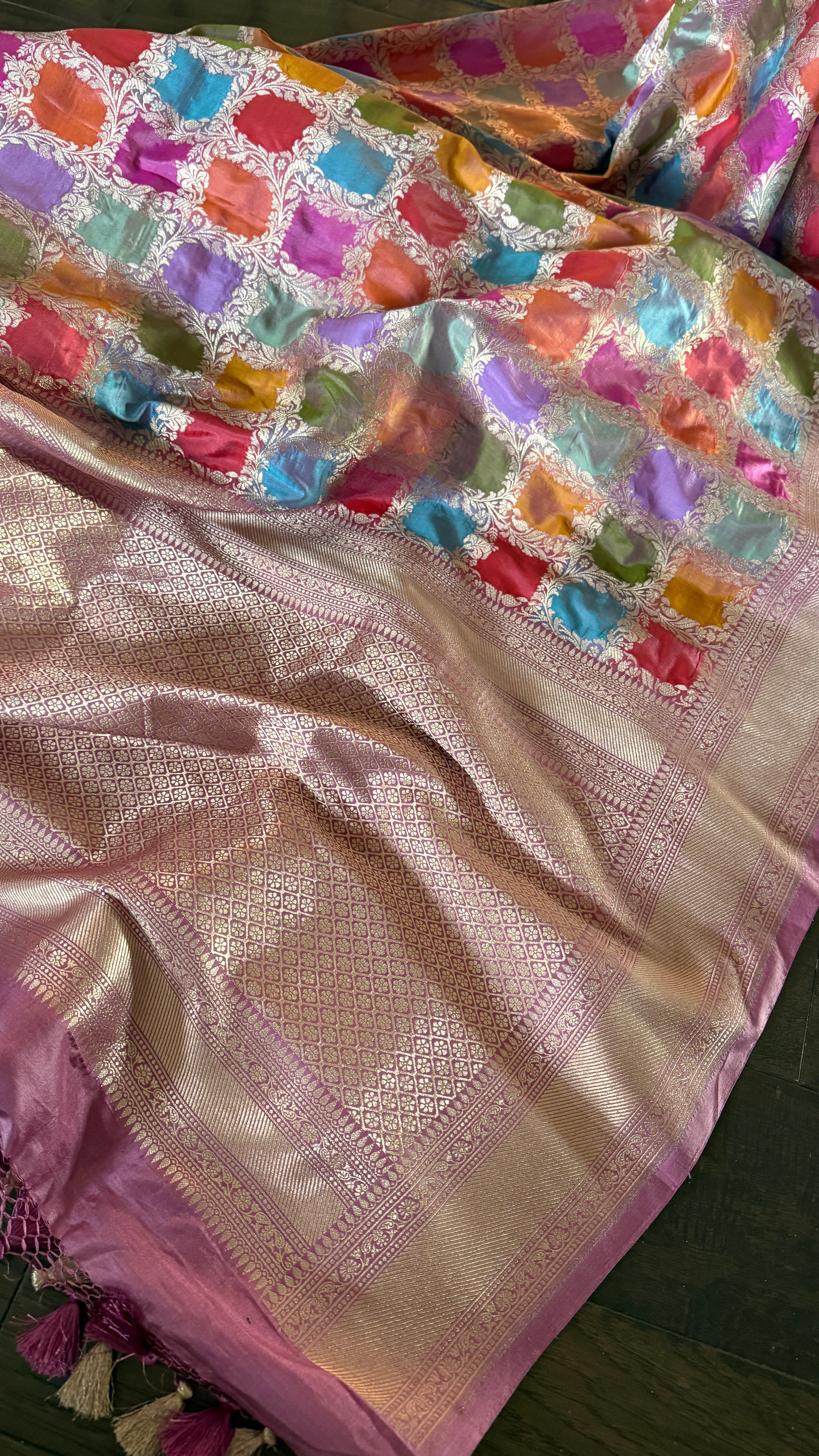 Pure Silk Banarasi - Thulian Pink Multi Color