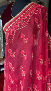 Designer Jamdaani Cutdana Embroidered - Red