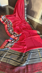 Designer Crepe Silk - Red Black