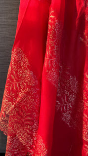 Pure Pashmina Lace Stole - Red