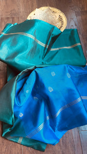 Pure Silk Kanjivaram - Teal Green Blue