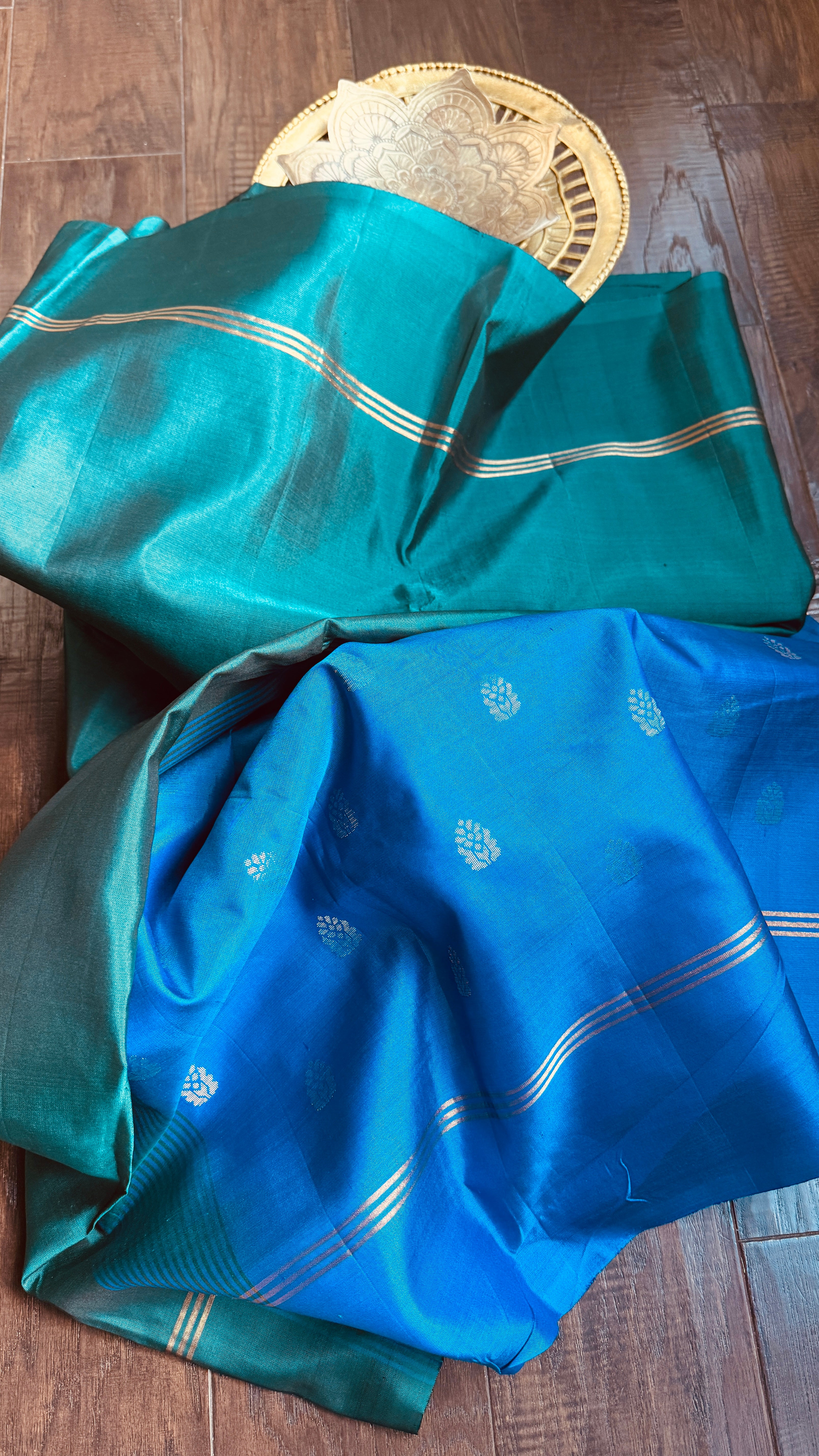 Pure Silk Kanjivaram - Teal Green Blue