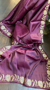 Soft Silk Embroidered - Wine Color