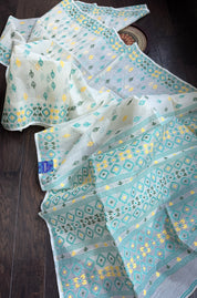 Dhakai Jamdani  - OffWhite Firozi