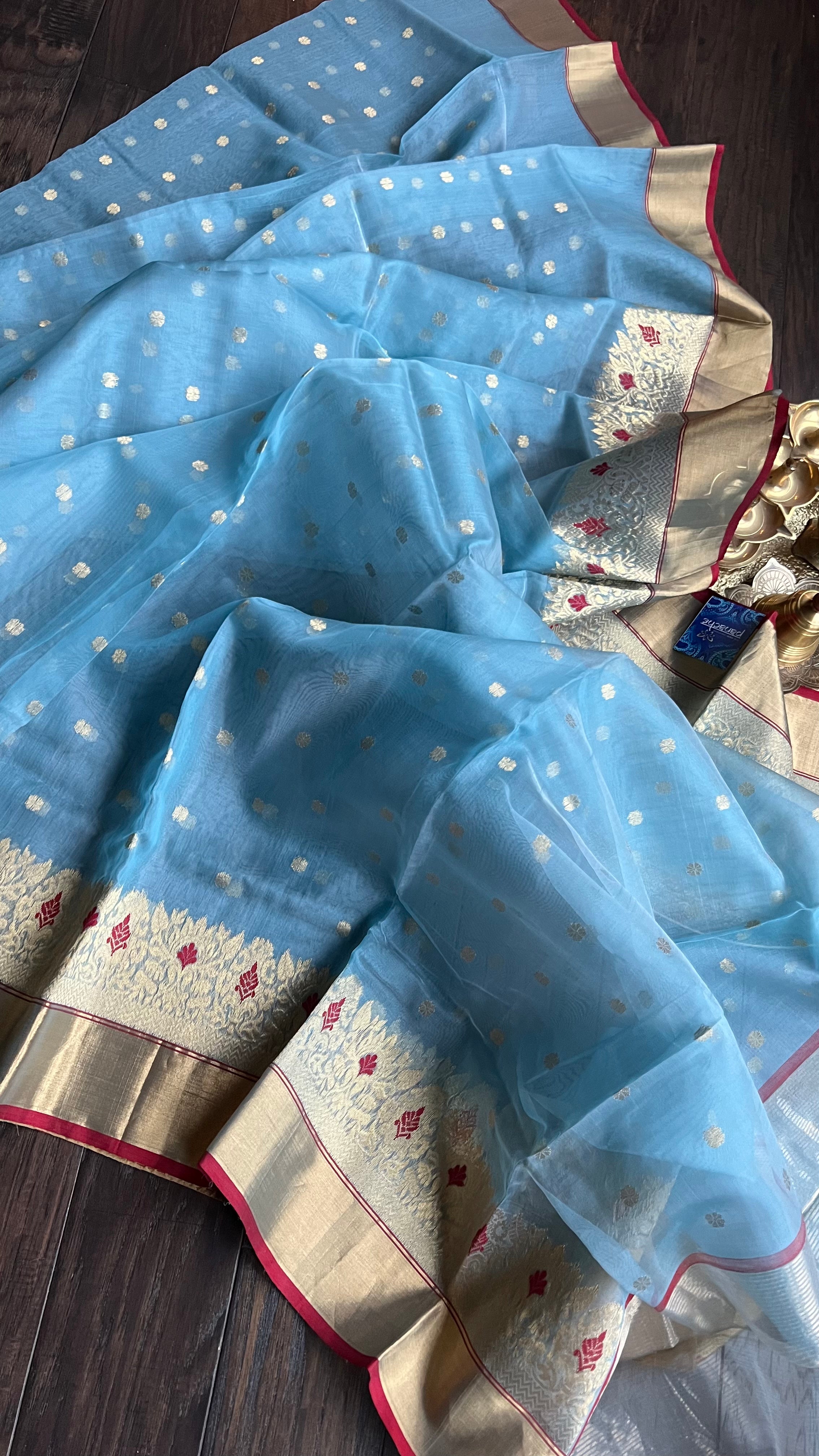 Chanderi Organza Silk - Light Blue