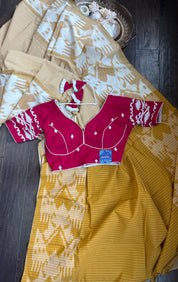 Designer Blouse - Raspberry Pink Jamdaani Woven