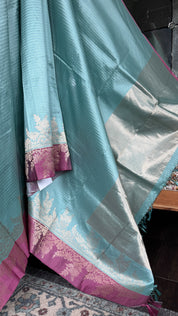 Katan Silk Banarasi - Light Blue Purple