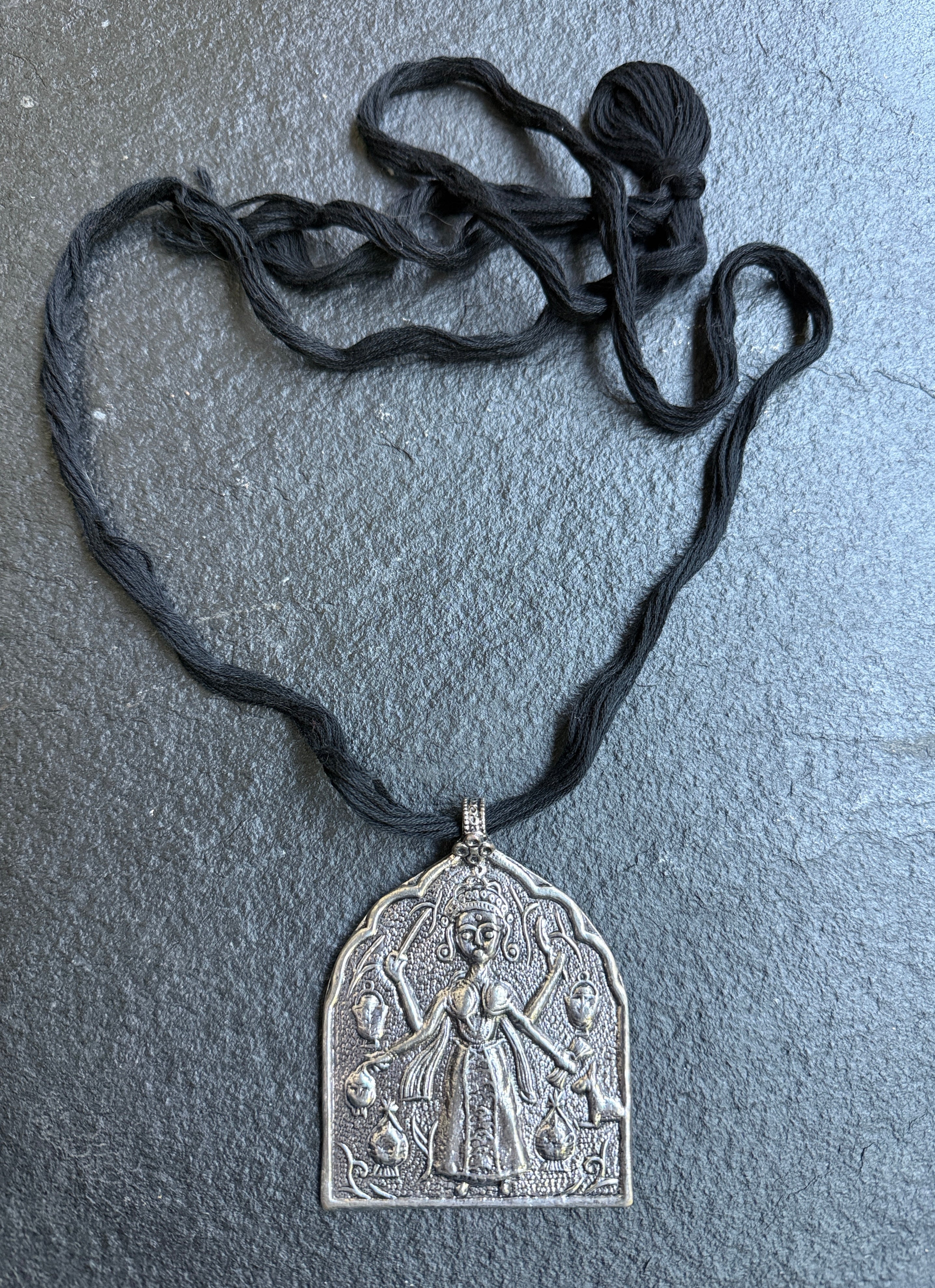 German Silver DEVI Pendant - Silver