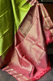 Pure Silk Kanjivaram - Green Maroon 2G Pure Zari