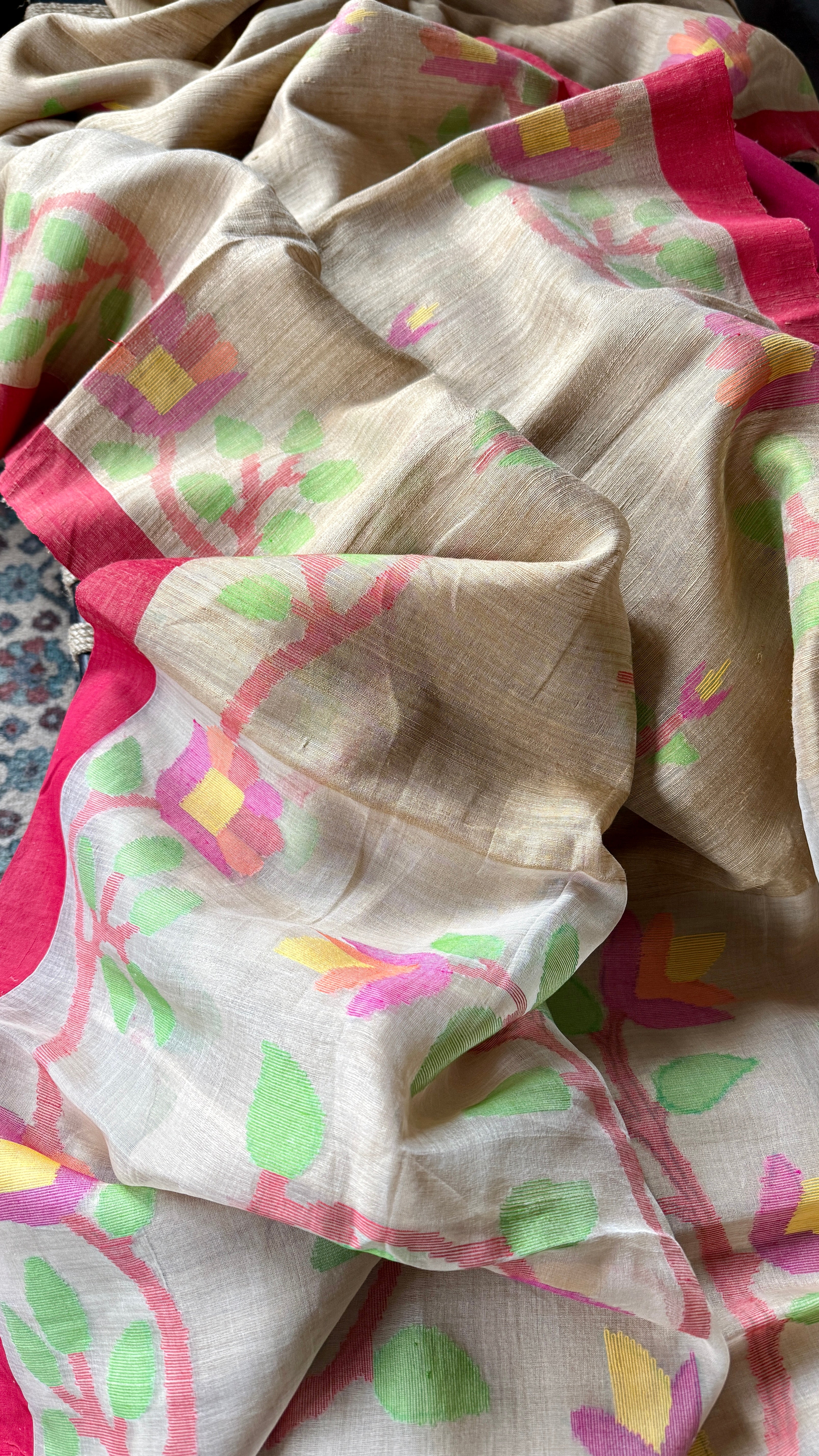 Pure Matka Silk Jamdaani - Tan