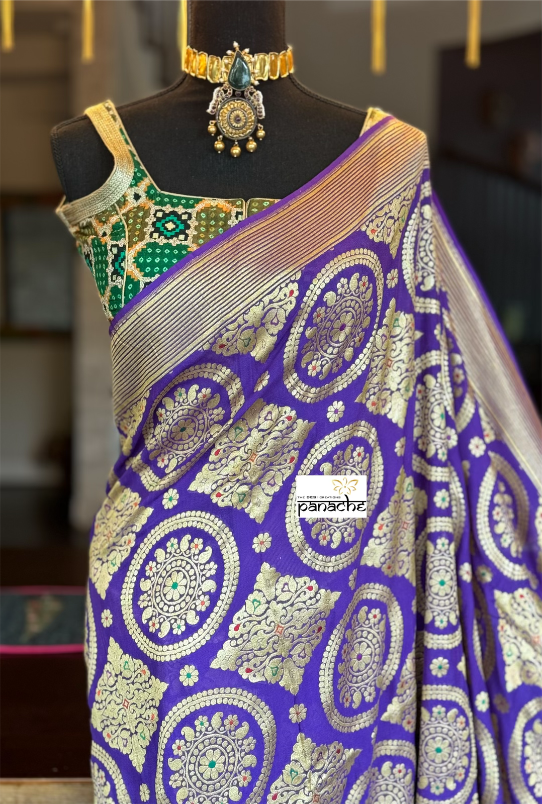 Khaddi Georgette Banarasi - Purple Meenakari