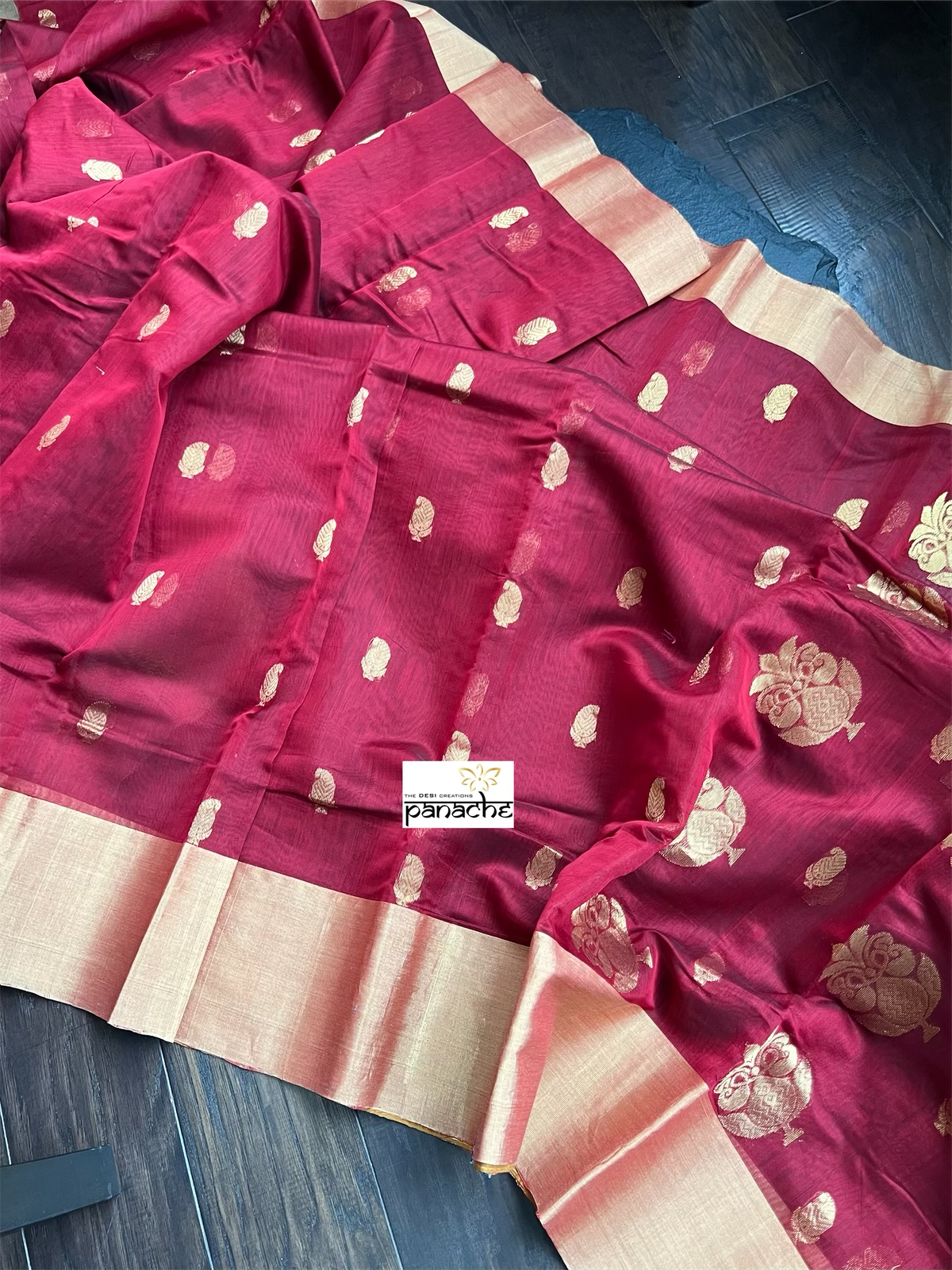 Chanderi Silk Cotton - Red Paisley Woven