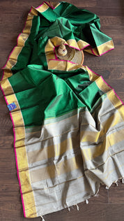 Pure Silk Kanjivaram - Dark Green Grey