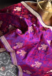 Pure Silk Mashru Banarasi- Purple