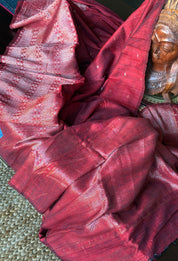 Pure Matka Silk - Maroon Zari Woven