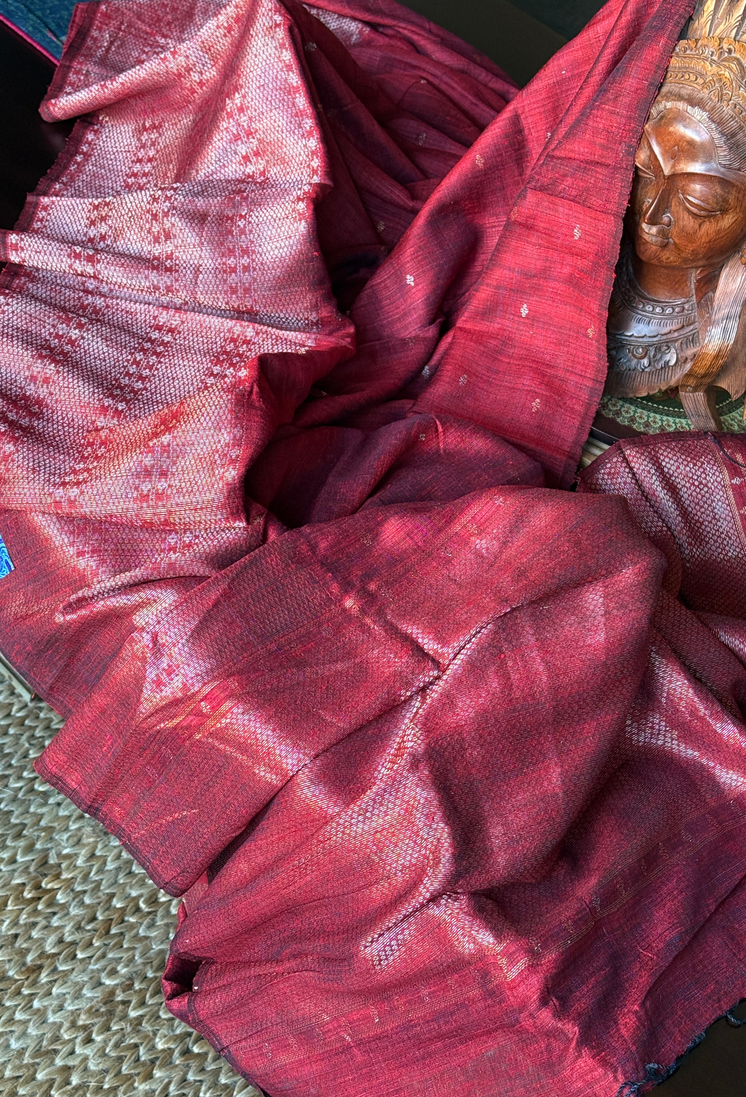 Pure Matka Silk - Maroon Zari Woven