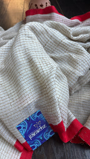 Pure Khadi Cotton Jute Handloom - Off White Red