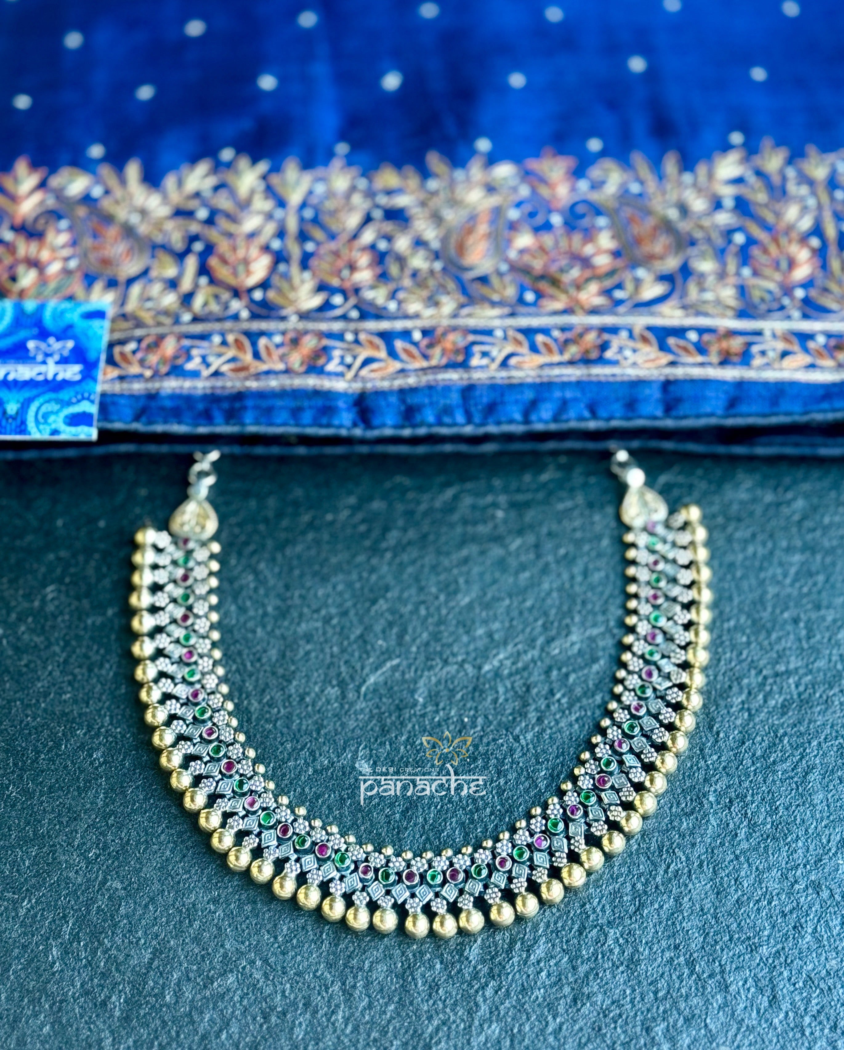 Silver 925 Necklace Earring Set - Temple Stone