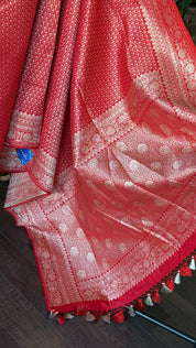 Soft Silk Banaras Saree - Red Zari Woven