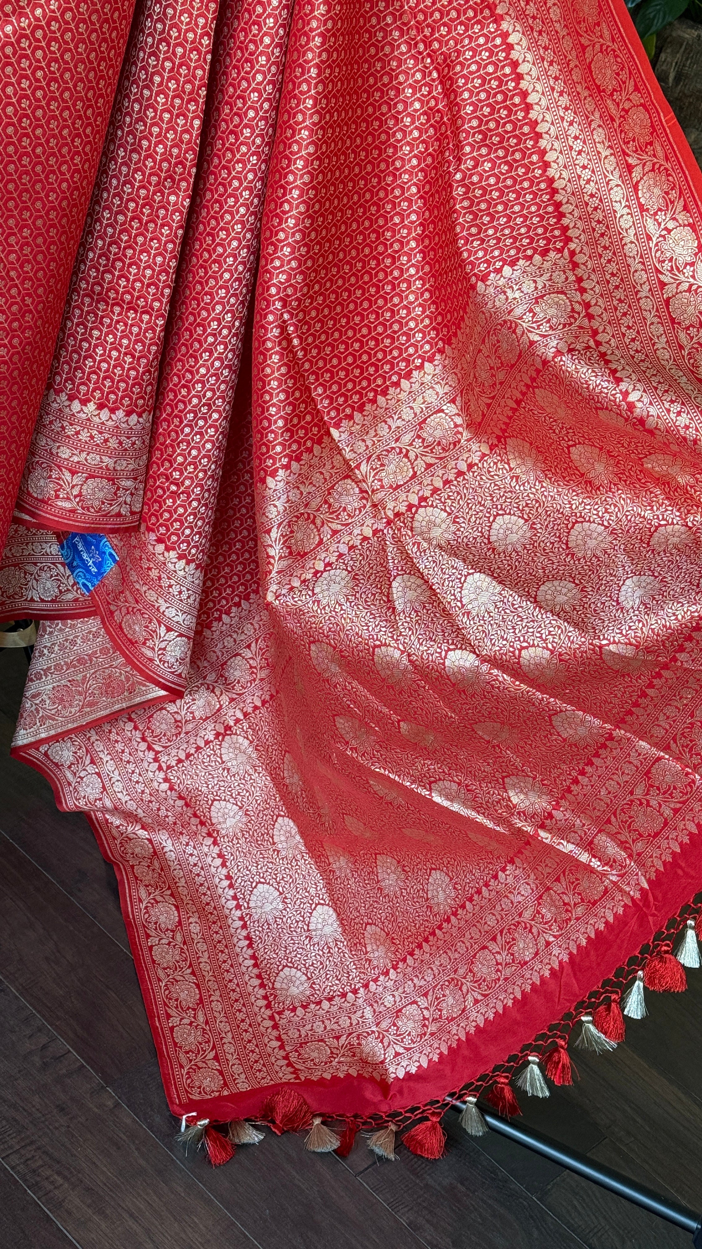 Soft Silk Banaras Saree - Red Zari Woven