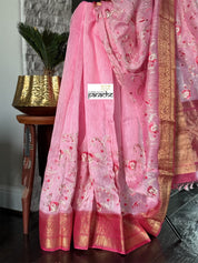 Embroidered Linen Silk - Bubblegum Pink