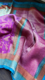 Gicha Tassur Silk Banarasi - Beige Magenta Shaded
