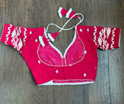 Designer Blouse - Raspberry Pink Jamdaani Woven
