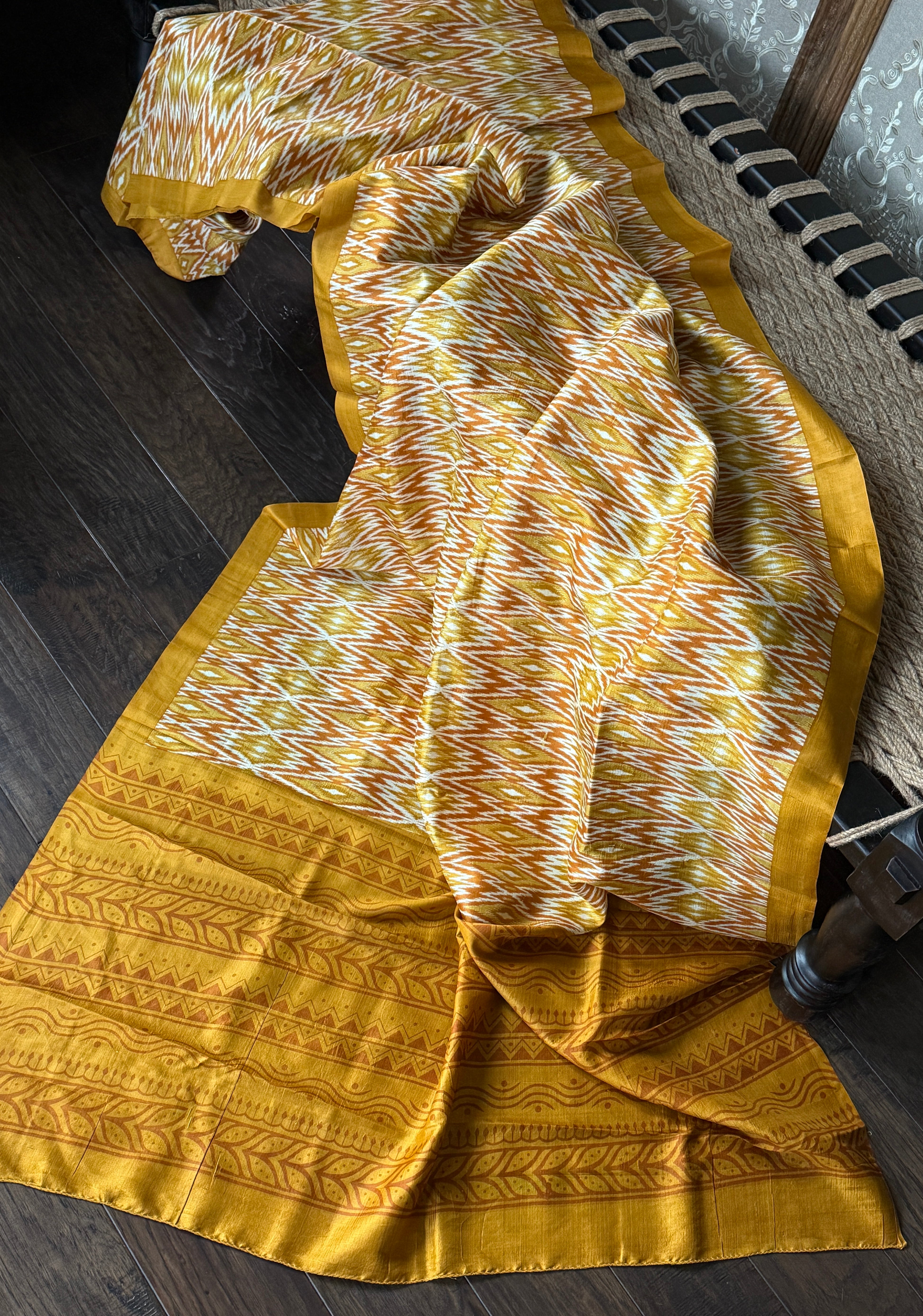 Bishnupur Silk Printed - Yellow Ikat