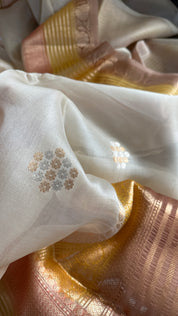 Kora Silk Banarasi - Beige Multicolor Border