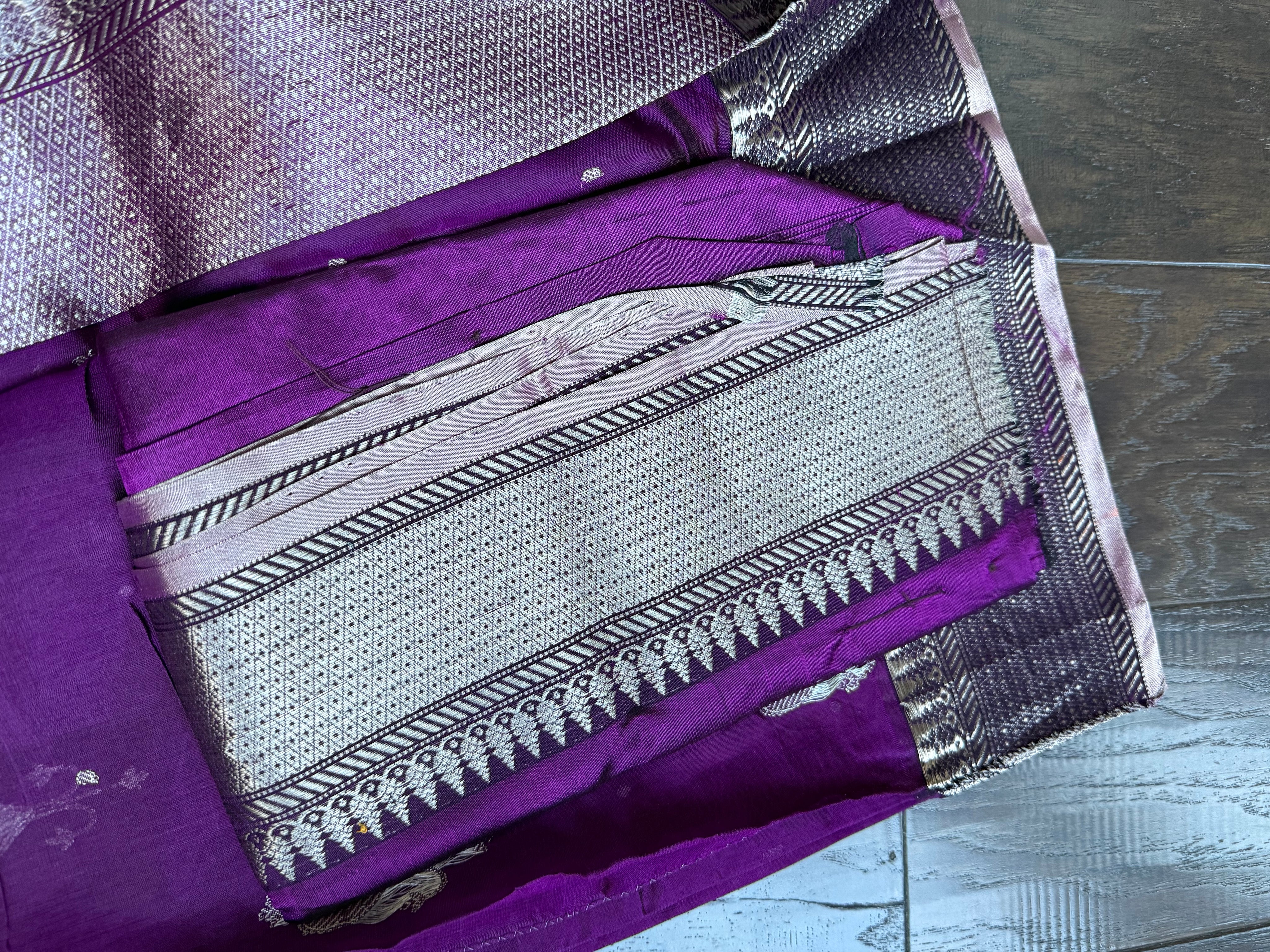 Pure Chanderi Pattu Silk Eknaliya - Wine Silver
