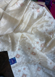 Pure Tussar Silk Jamdaani - OffWhite
