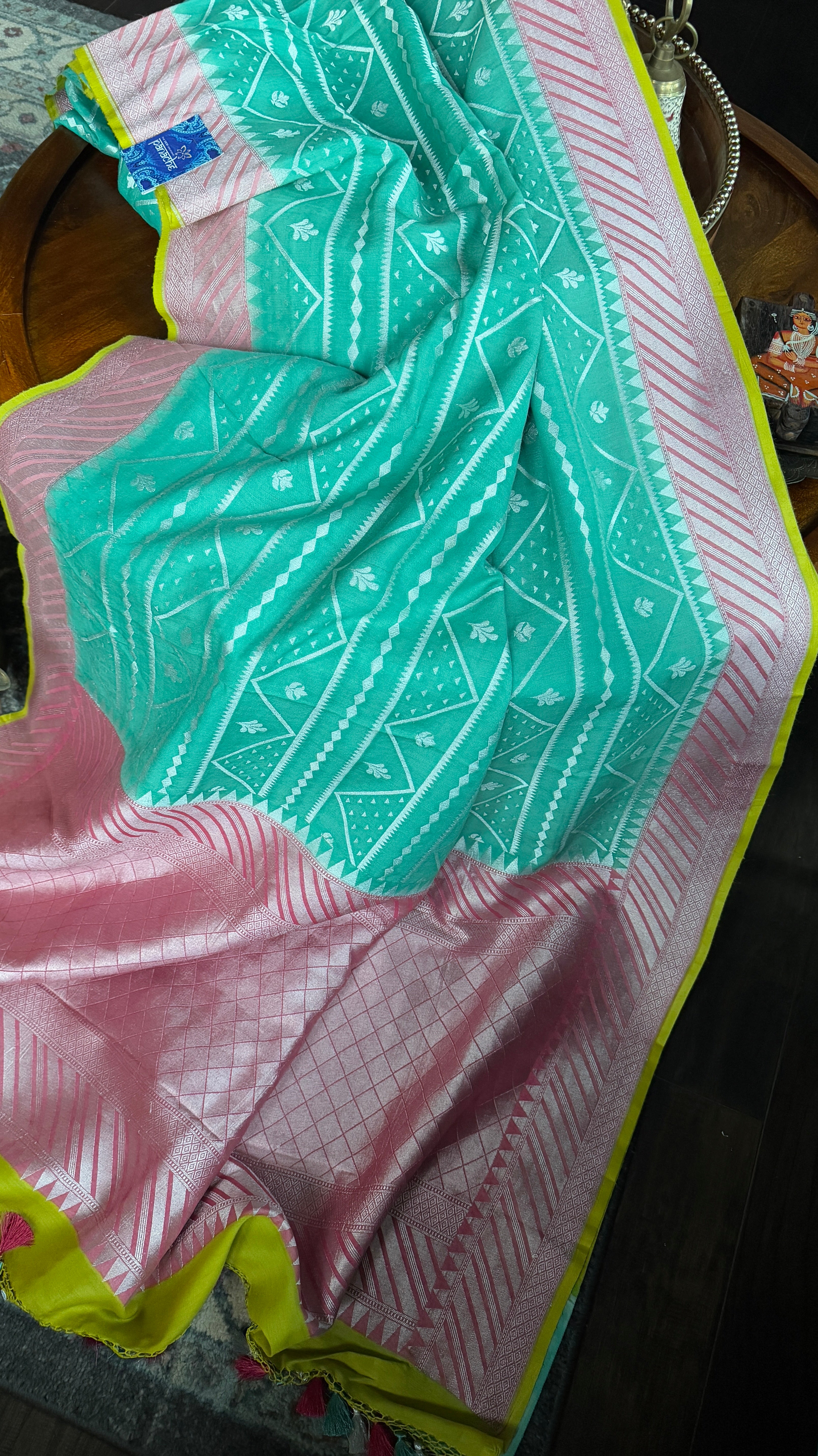 Muga Georgette Banarasi - Sea Green