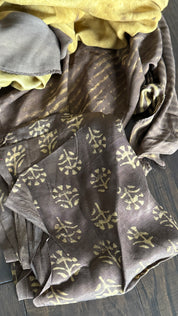 Modal Silk Vegetable Organic Dye Saree - Mocha Brown Yellow