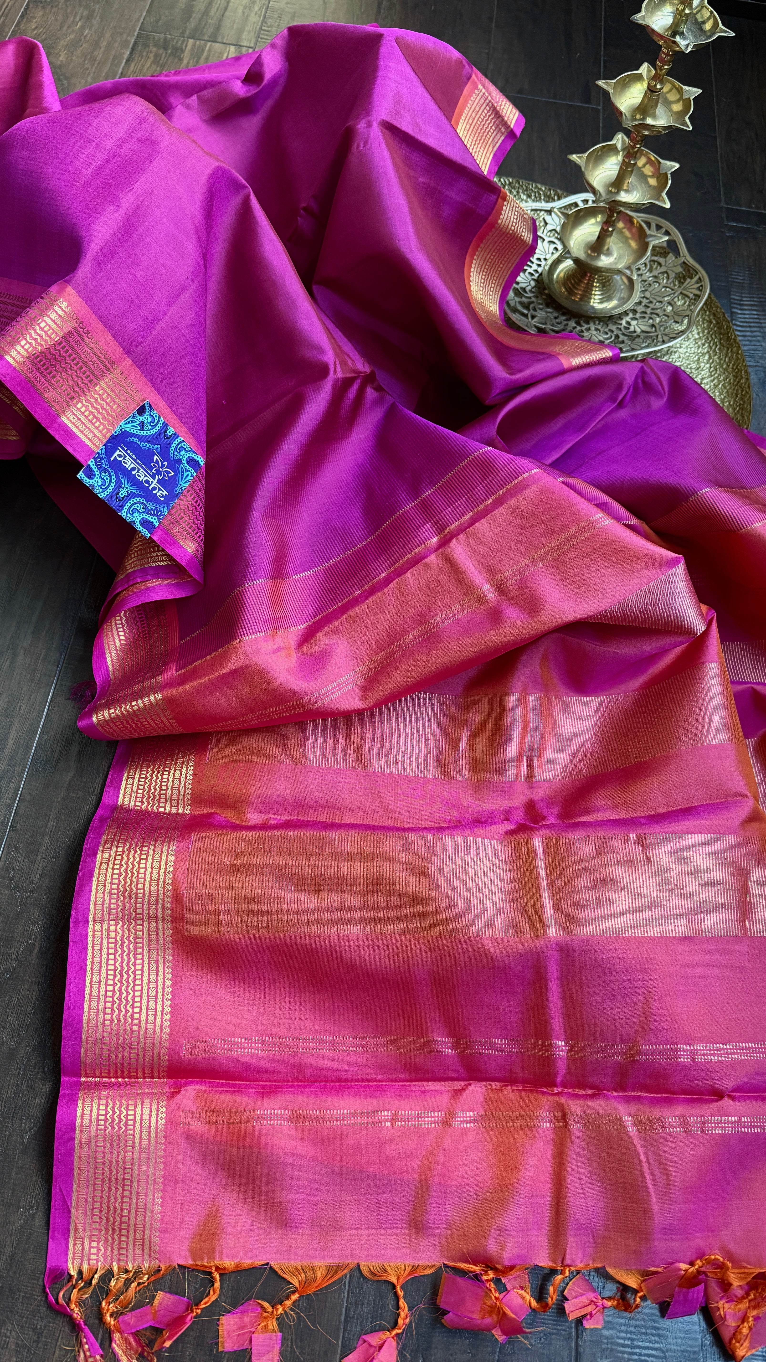 Pure Silk Kanjivaram 2 Gm Zari - Magenta Gold Zari