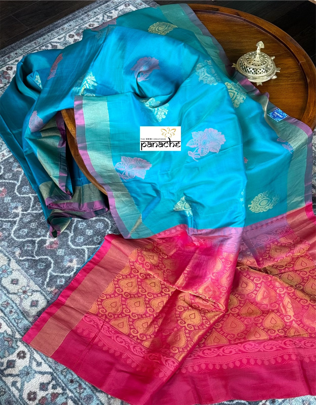 Soft Silk Kanjivaram - Teal Blue Magenta