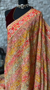 Designer Crepe Embroidered - Yellow Multicolor